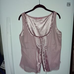 L Silk Gianni Bini Pink Blouse